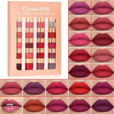 CMAADU 20 Colors Matte Liquid Lipstick Set Waterproof Long Lasting