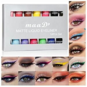 CmaaDu Matte Liquid Eyeliner Set 14 Colors Waterproof Long Lasting